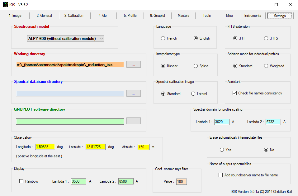 ISIS Settings ISIS Settings